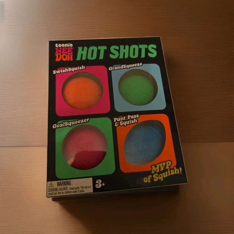 Teenie NeeDoh Hot Shots Multipack Nee Doh Mini 4 pack Four Different Sports Ball