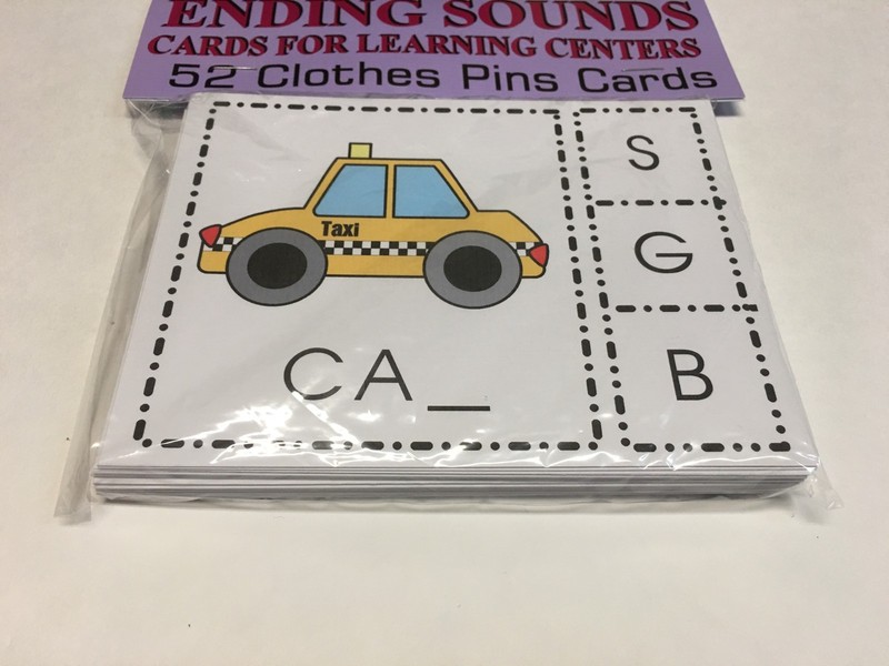 ENDING SOUNDS – Cards for Learning Center 52 Cards- LettersTeaching Pre-k