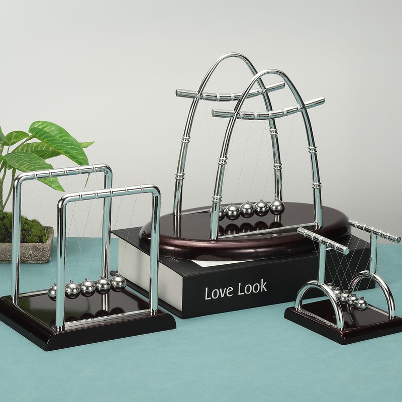 2 Pack Newtons Cradle, Newton's Cradle Pendulum 5 Balance Balls, T-shaped, S gallery