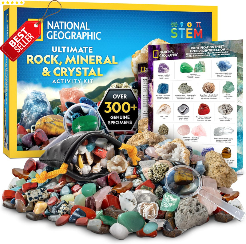 Nat Geo Rock Kit 300+ Gems Crystals Geology Set Kids - US