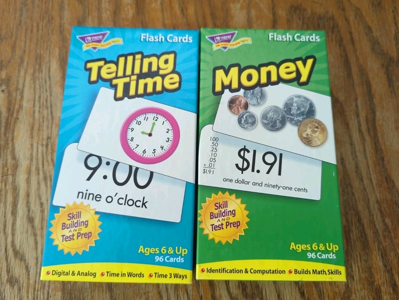 Trend Enterprises Money & Telling Time Interactive Flash Cards Set Of 2
