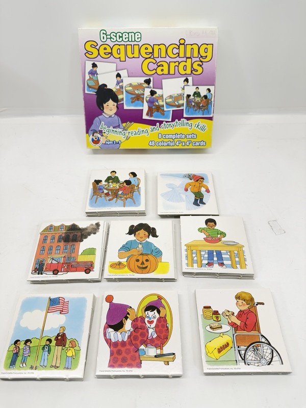 VINTAGE 1997 6-SCENE SEQUENCING CARDS BEGINNING READING & STORY TELLING SKILLS