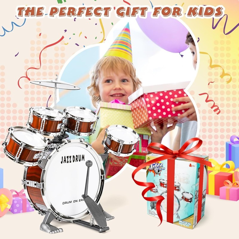 Toy Drum Set for Toddler Kids | Jazz Drum Kit with 5 Drums Percussion Musical... gallery