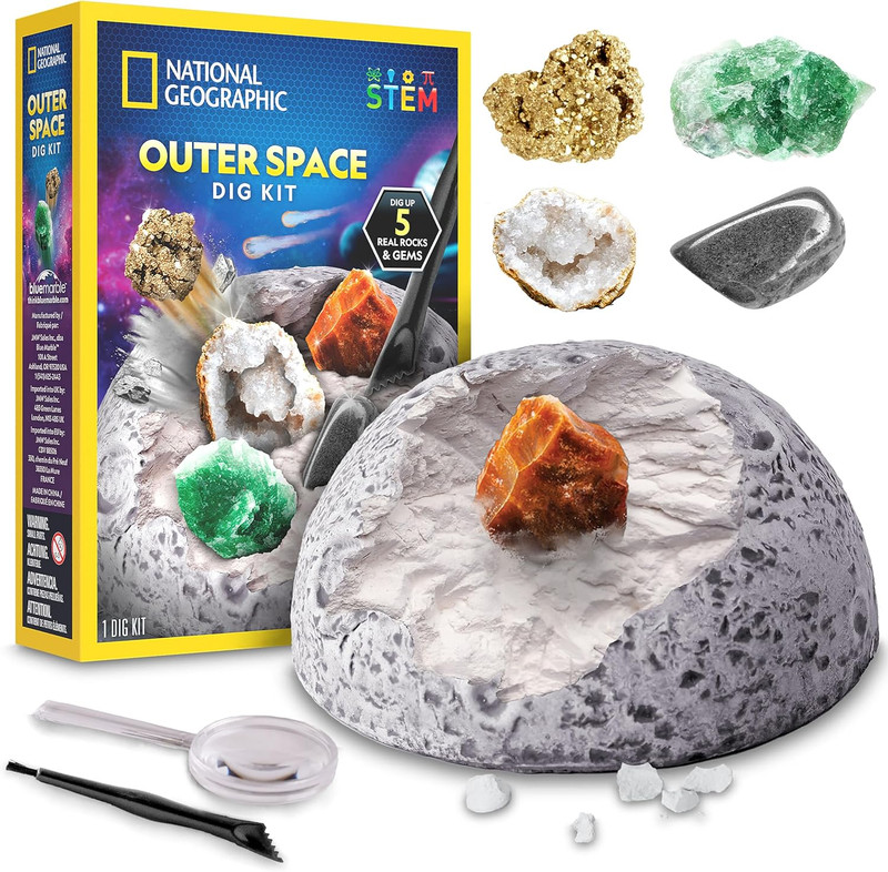 National Geographic Outer Space Dig Kit – Excavate 5 Real Rock & Gemstone Specim gallery