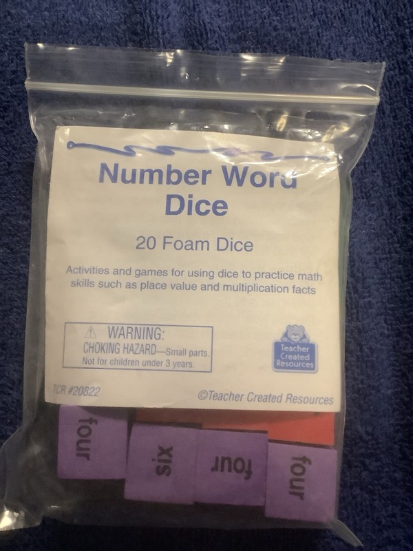 Number Word Foam Dice Set of 20 Math Learning Cubes