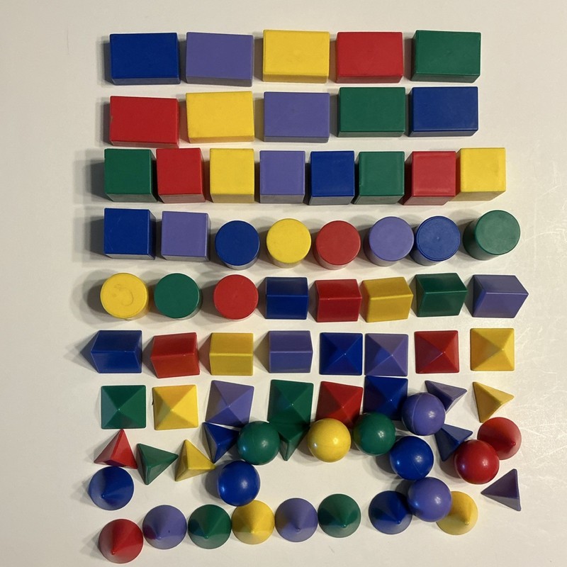 Colorful Plastic Geometric Shapes Mathematics Educational Toy Set
