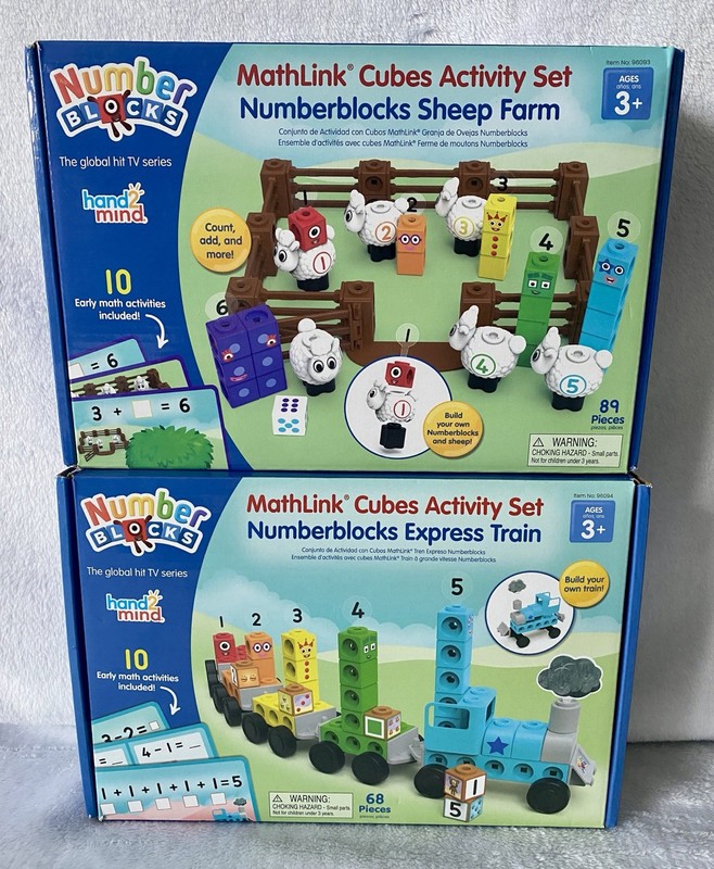 Numberblocks Express Train & Sheep Farm Mathlink Cubes Sets, Preschool Learning