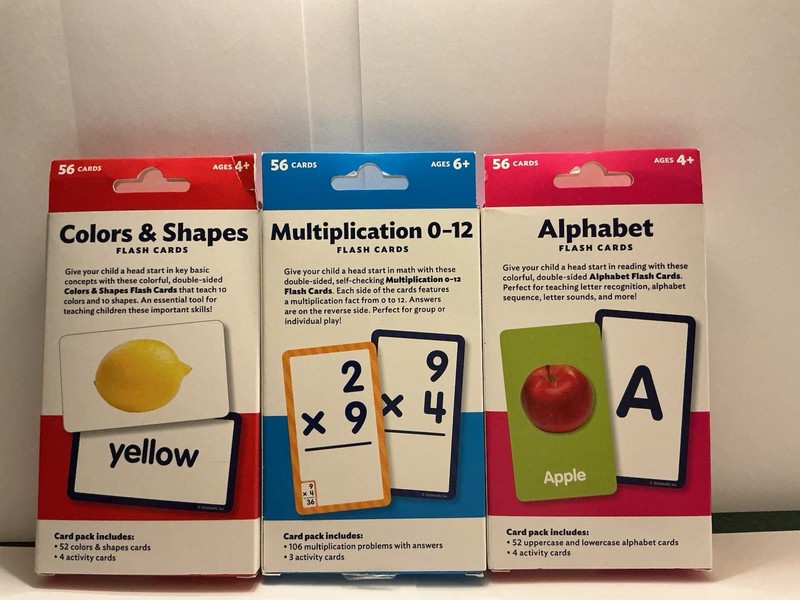Scholastic Flash Cards-Multiplication,Alphabet,Colors & Shapes=168 total cards gallery