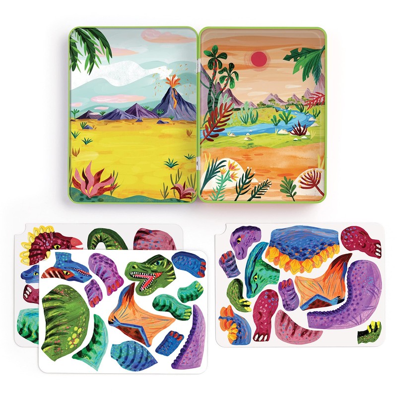 Mudpuppy Dino Mix Up Magnetic Toy for Kids with Storage Tin and Scenes gallery