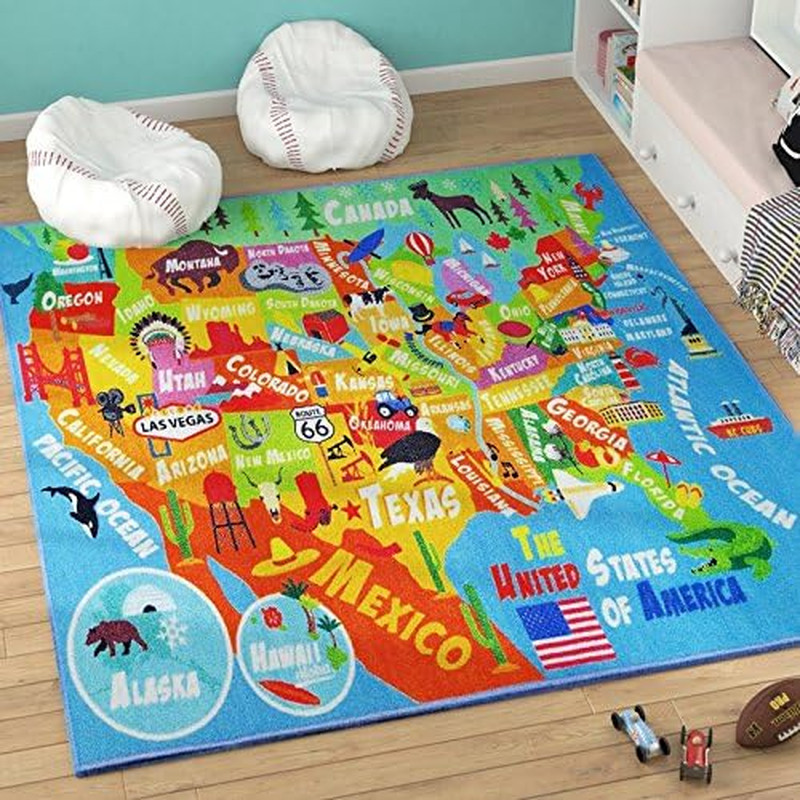 3X5 USA United States Map Toy Car Road Rug – Educational Play Mat Carpet for Kid gallery