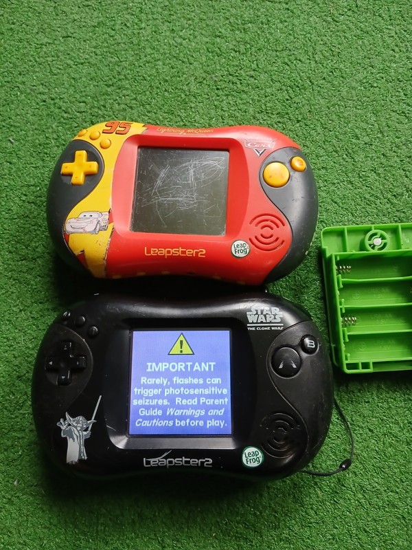 LOT OF 2 LEAPSTER 2 HANDHELD CONSOLES DISNEY CARS/STAR WARS PARTS READ
