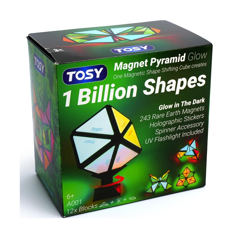 TOSY Magnet Pyramid Glow - 1 Cube Transforms into 1 Billion Shapes (Bunny, Eg...