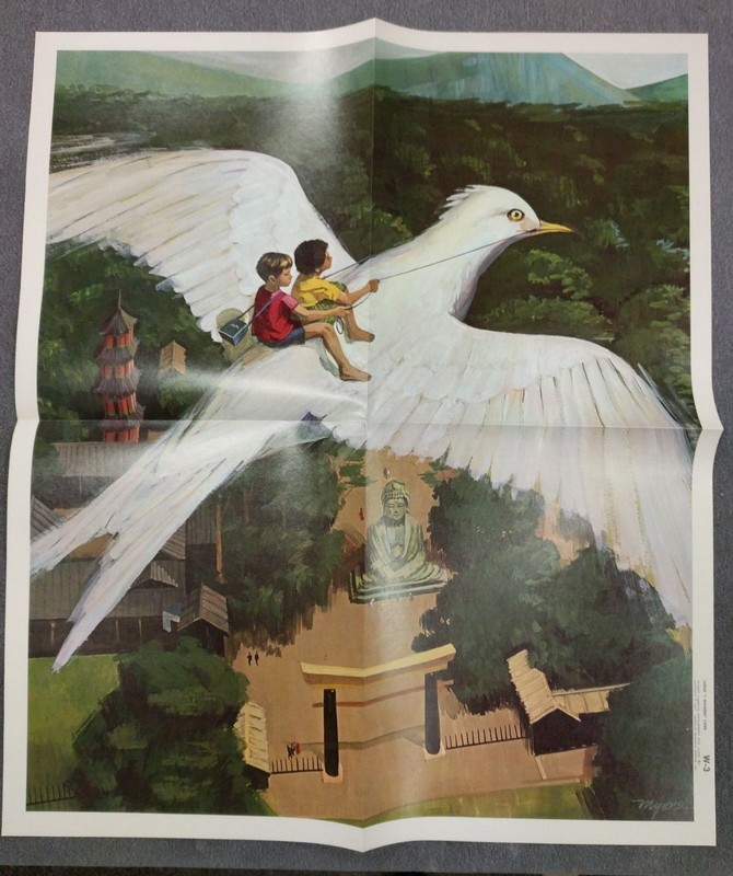 Peabody Myers Vintage Archaeologist Children On Bird 1966 School 2 Poster Lot #5