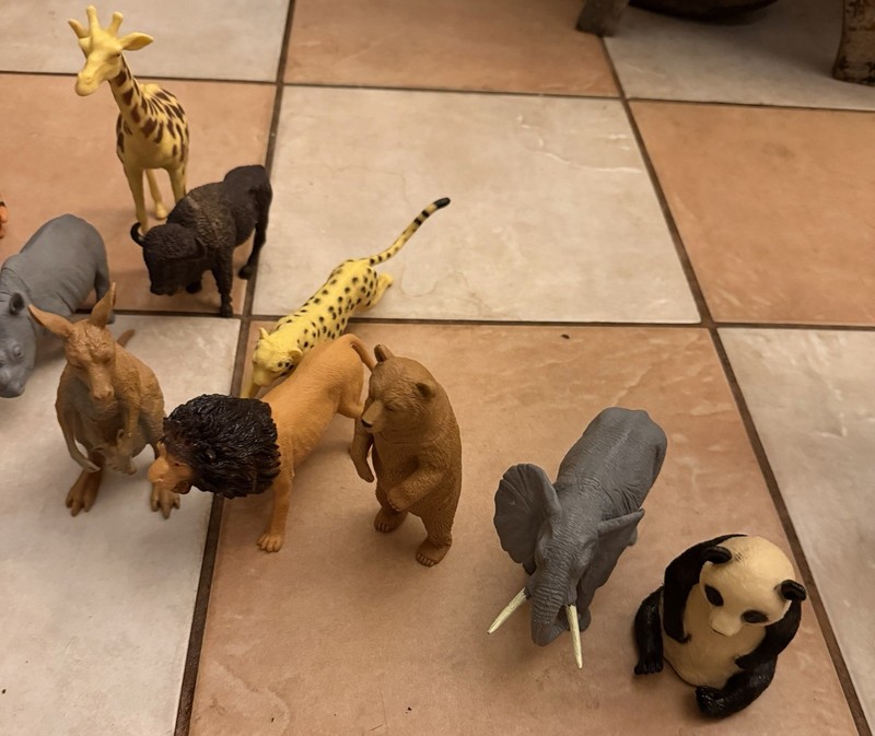 Mixed Lot of 12 Boley Zoo Figure Animal Toys - Giraffe Elephant Panda Zebra Bear gallery