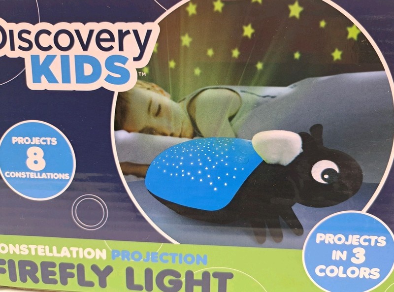Discovery Kids Constellation Projection Fire Fly Light Blue Black Plush New