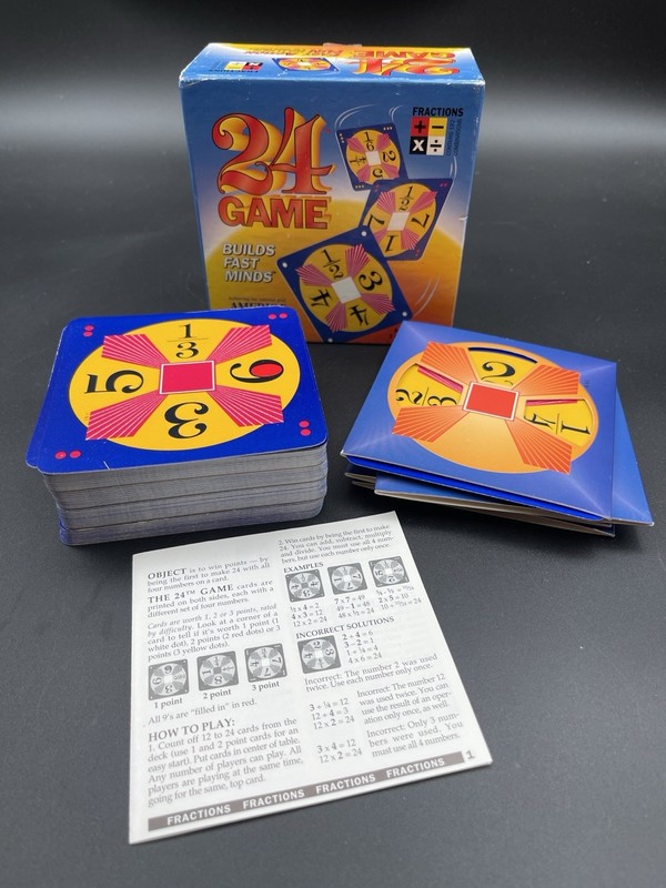 24 Game Fractions Card Game 1991 Suntex Standard Edition Complete 1084