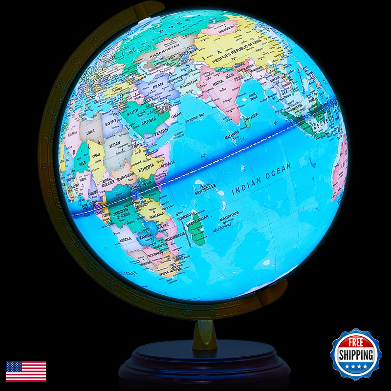 Amylove 13 Illuminated World Globe For Adults 720/360 Rotation Rewritable Kids