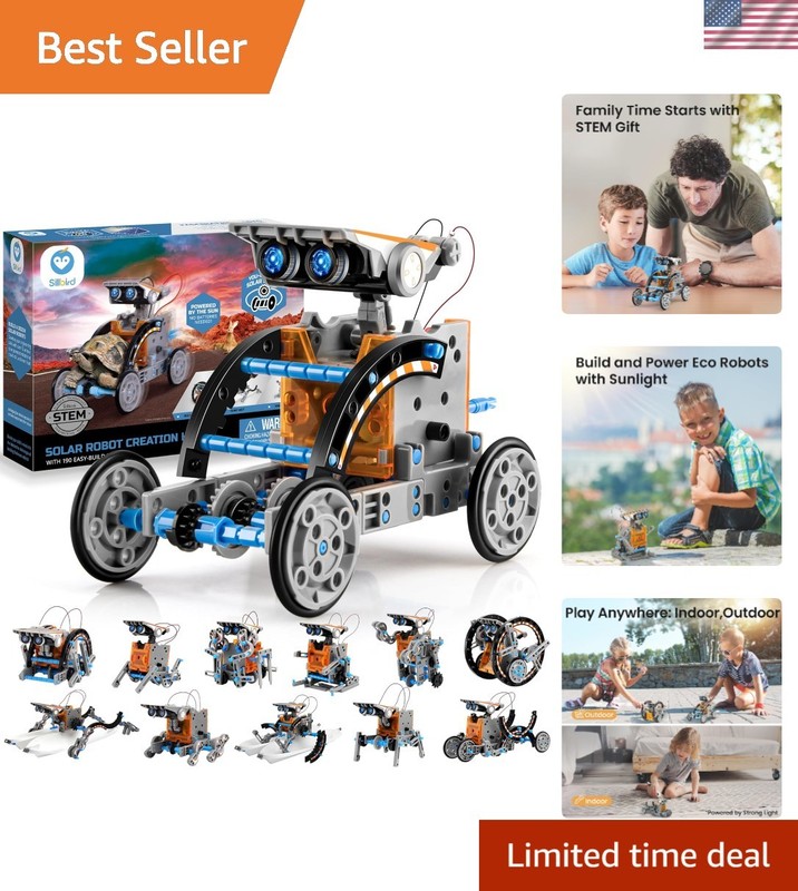 12-in-1 Solar Robot Building Kit for Kids Teens 190 Pieces STEM Educational Toy