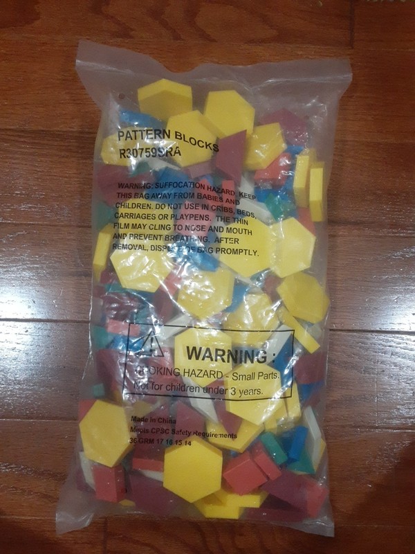 Pattern Blocks, Solid Plastic, 6 + Different Colors And Shapes, New, R30759SRA