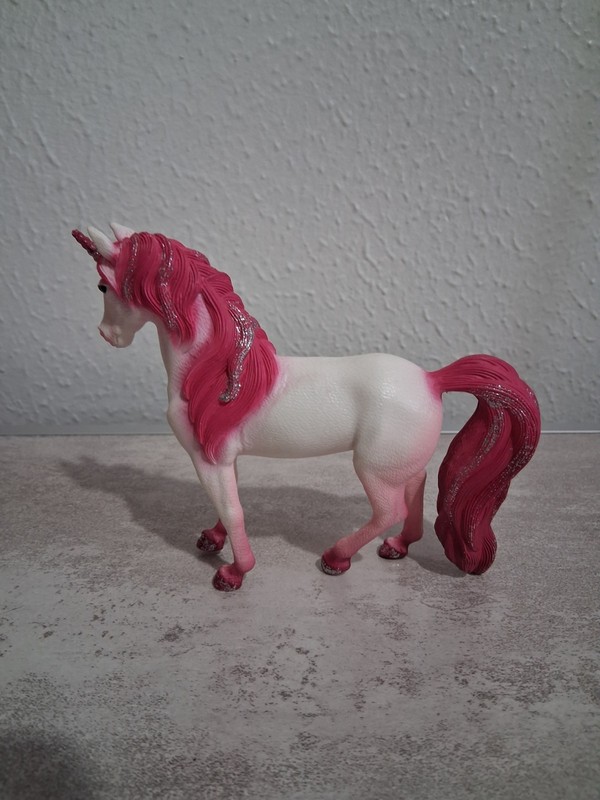 2020 Schleich Bayala Mandala Pink White Glitter Unicorn Horse Figure 5" Long gallery