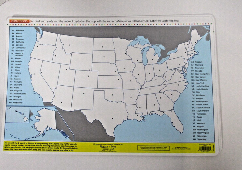 Melissa & Doug USA Map Reusable Learning Mats Lot of 4 Learn States Capitals gallery