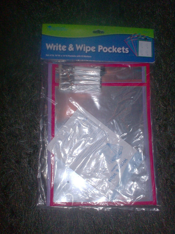 Learning Resources Write-And-Wipe Pockets, Set of 5 with Markers NEW
