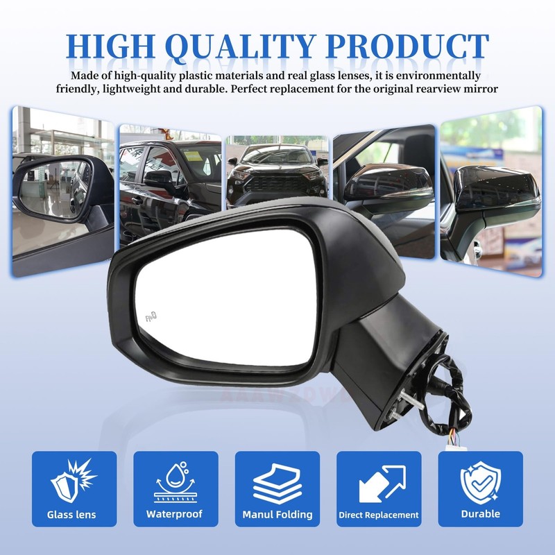 Black Left Driver Side Mirror Replacement For Toyota Rav4 2019-2023 Power Gla... gallery
