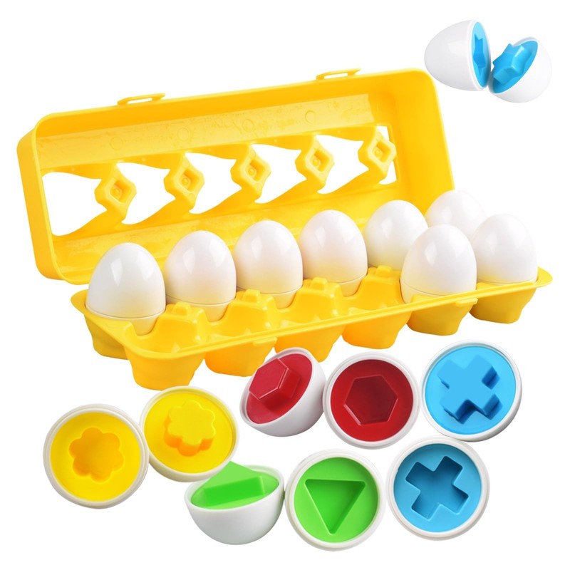 CPSYUB Matching Egg Toy 12 PCS for Toddlers Ages 1-3 Kids, 12 PCS, Yellow