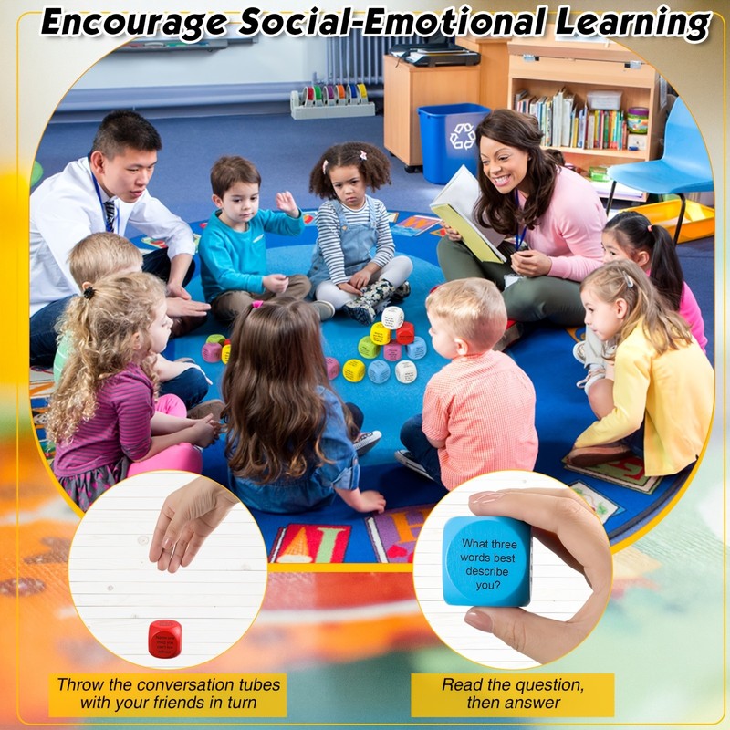 Fun Wooden Conversation Cubes 12 Pieces fits Social Emotional Learning Practice gallery