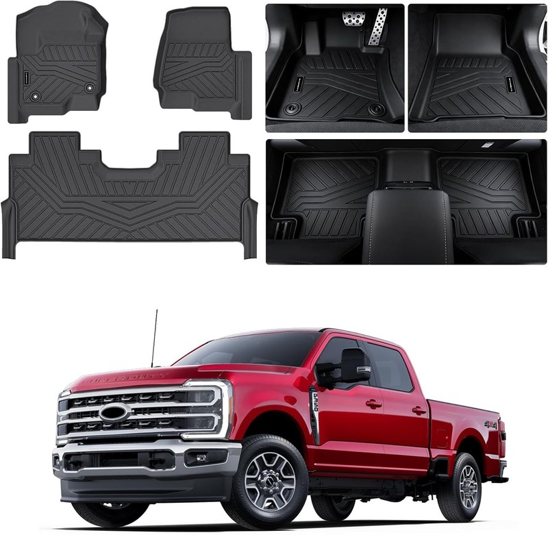 Heavy-Duty TPE Floor Mats for 2017-2026 Ford F-250/F-350/F-450/F-550 Crew Cab, 1