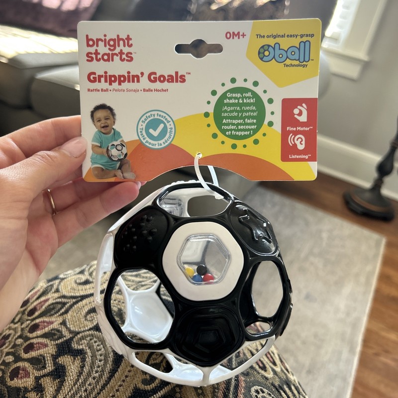 Bright Starts Oball Grippin’ Goals Rattle Black & White Soccer Ball