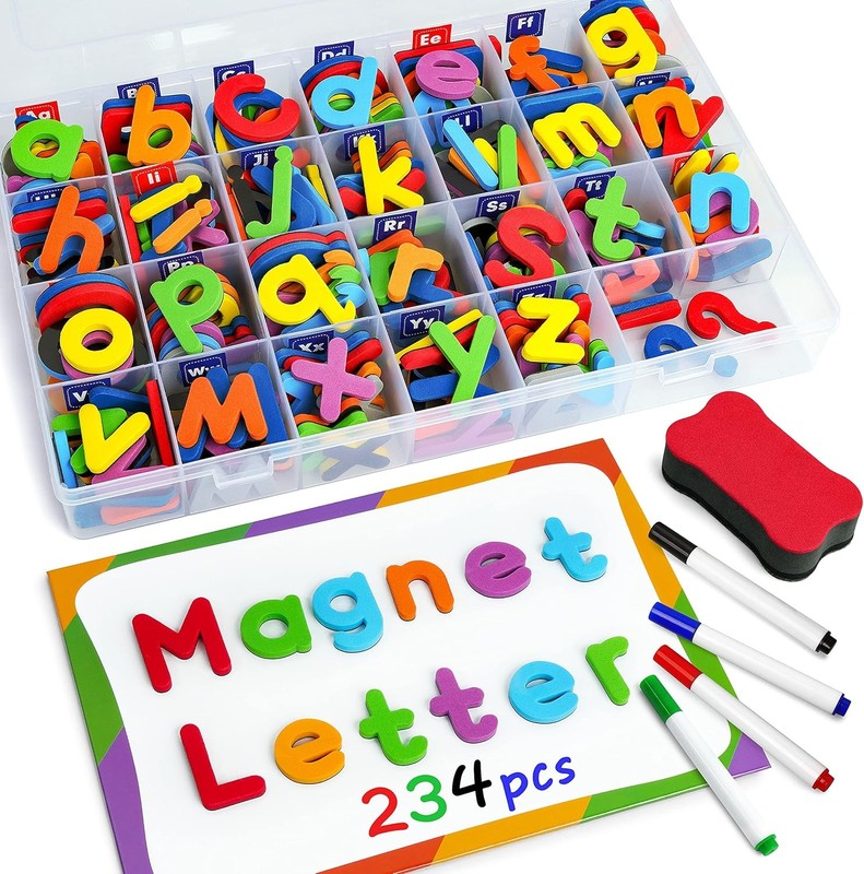 Coogam Magnetic Letters 234 Pcs, Uppercase Lowercase Foam Alphabet ABC Fridge Ma