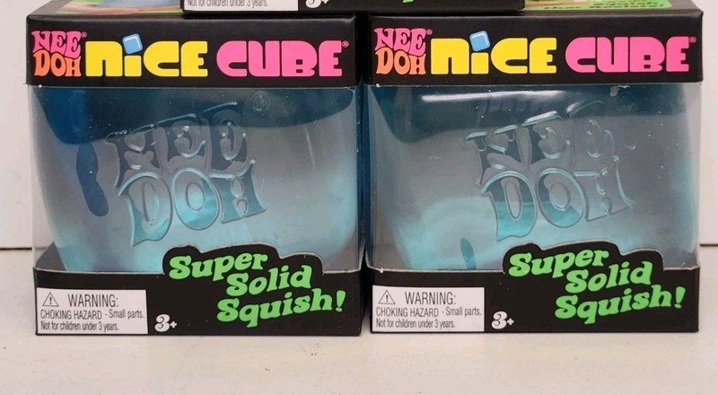 NeeDoh Nice Cube Super Solid Squish Blue Lot Of 2 (FREE SHIPPING)