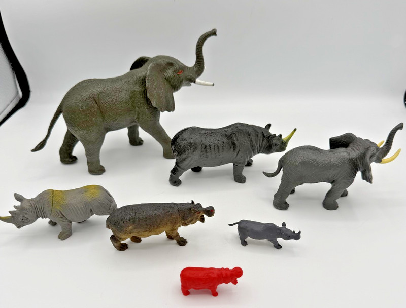 Lot of 7 Elephant, Rhino and Hippo Toy Figures gallery