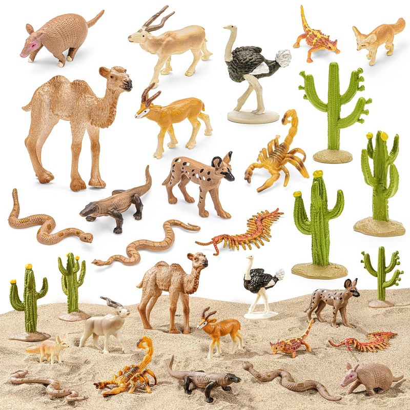 16PCS Desert Animals Toys for Kids Includes Lizard, Cactus, Rattlesnake, Komo…