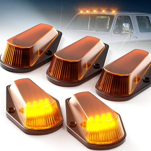 1980-1997 Ford F150 F250 F350 5Pcs Cab Roof Marker Lights Amber 16 LED Top