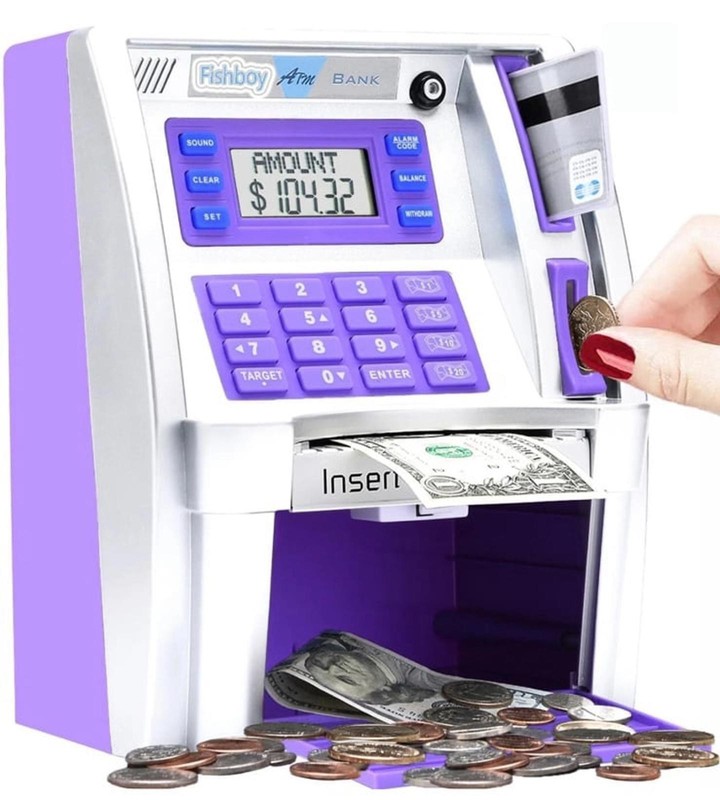 ATM Piggy Bank for Kids with Power-Off Memory and Debit Card for Real Money gallery