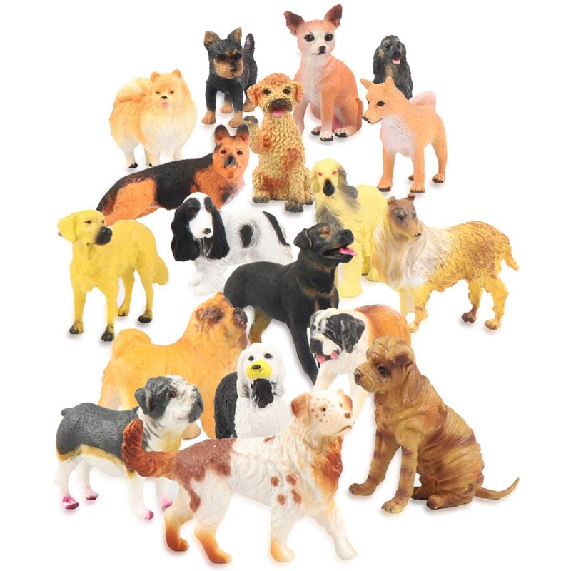 18 PCS Large Dog Figurines Playset, 4″ Toy Pet Puppy Realistic Play Figures, …