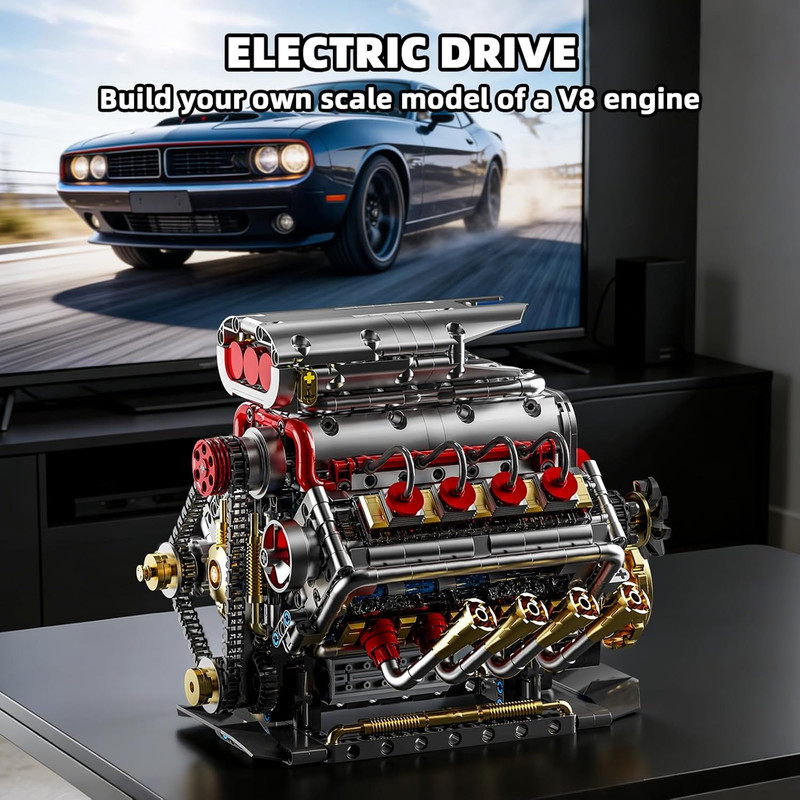 V8 Engine Model Kit That Runs, 8-Cylinder Car Engine Building Set with Rechargea gallery