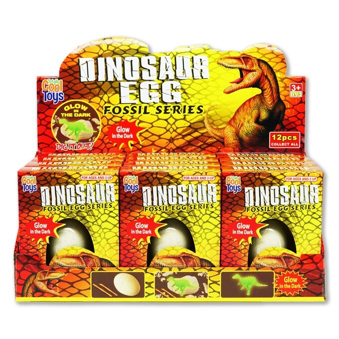 WHOLESALE PACK of 12 – Dinosaur Egg Dig Digging Fossil Series Kit GITD Glow Dark