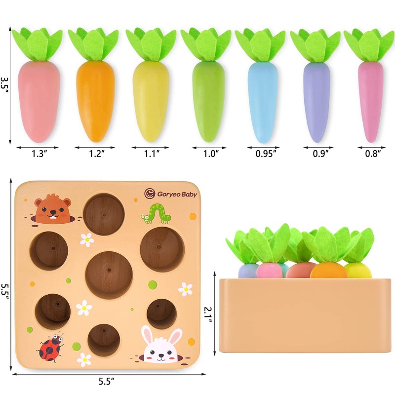 KMTJT Montessori Toys for 2 3 Year Old Toddlers, Macron Carrot Medium, gallery