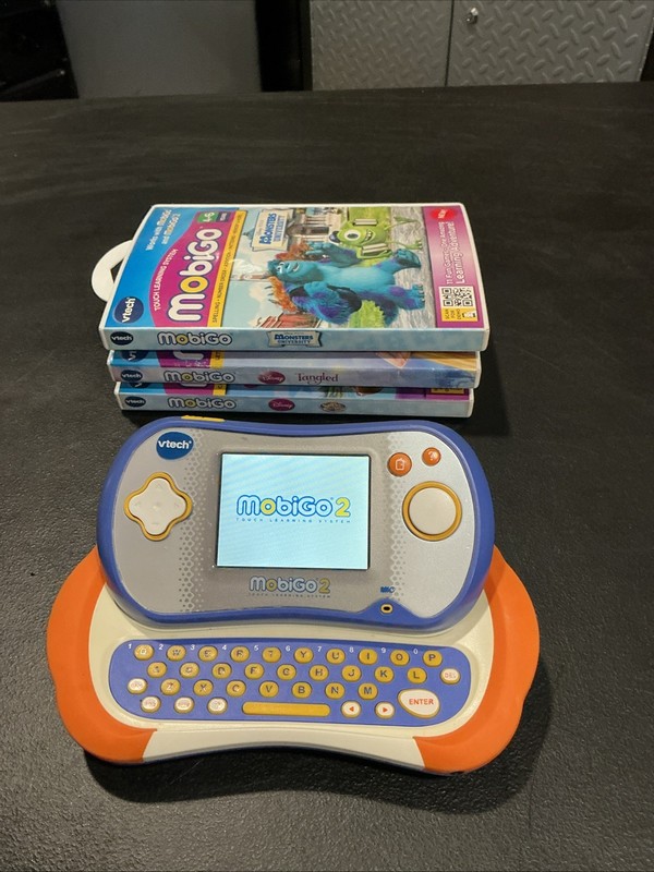 VTech MobiGo 2 Touch Learning Handheld + 3 Games ALL WORKS but no Cord or Stylus