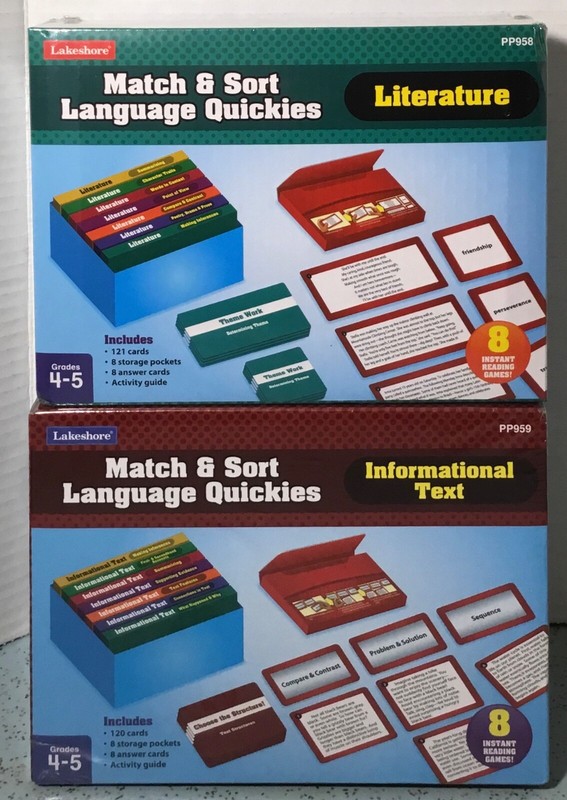 Lakeshore PP959/PP598 Match Sort Language Quickies Info Text/Literature Gr 4-5