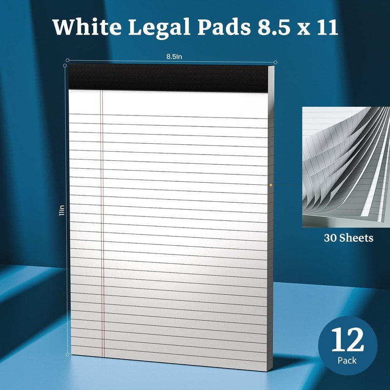 White Legal Pads 8.5 x 11 Notepads, 12 Pack Writing Paper Note Pads 8.5x11, M... gallery