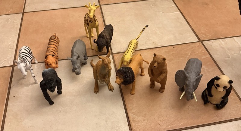 Mixed Lot of 12 Boley Zoo Figure Animal Toys – Giraffe Elephant Panda Zebra Bear