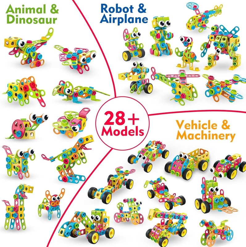 Juguetes de construcción para niños, 199 piezas de bloques educativos para prees gallery