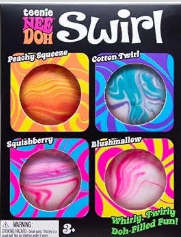 NeeDoh Teenie Swirl 4-Pack Mini Squishy Stress Balls squish squeeze sensory