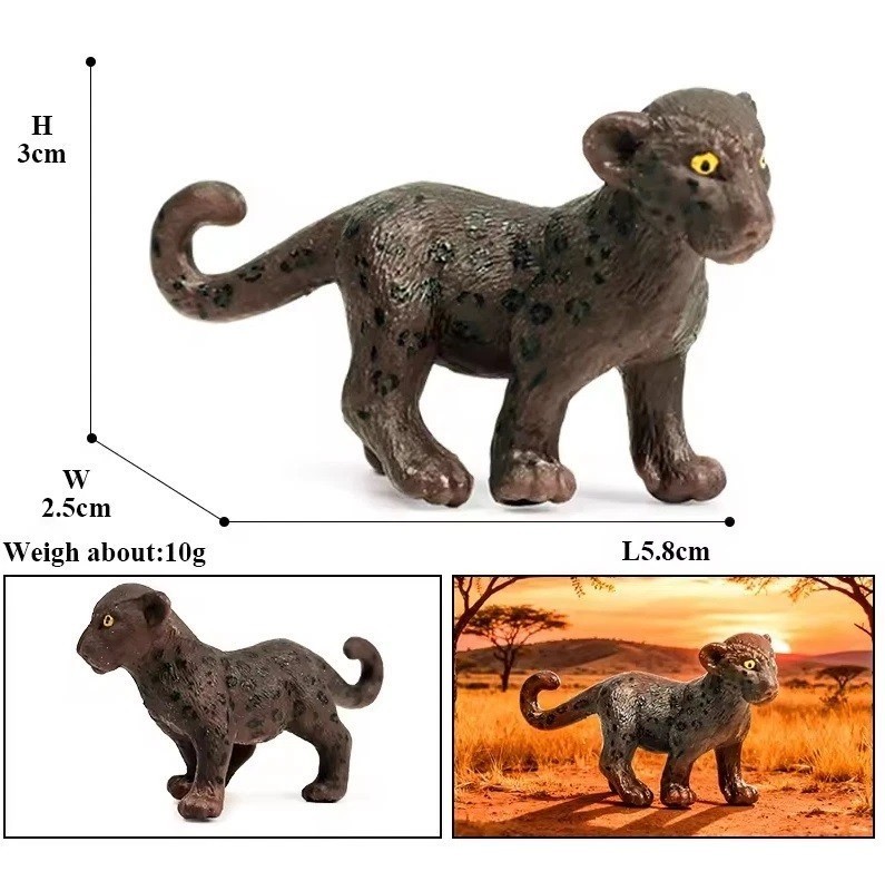 Baby Black Panther Animal Figure Toy PVC Doll Small Figurine Birthday Gifts gallery